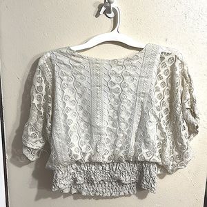 Ultra Pink Women’s Cinched Waist Lace Blouse